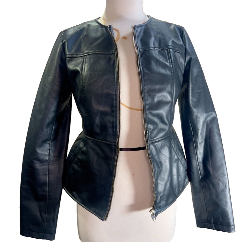 Zara Moto Jacket Size M Modern Women's Faux Leather Grunge Mob Wife Black Set